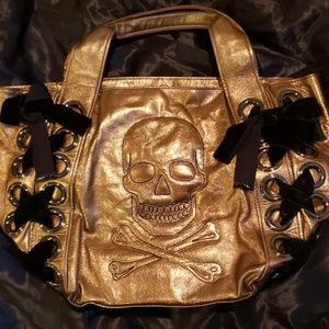 Copper Betsey Johnson Skull tote